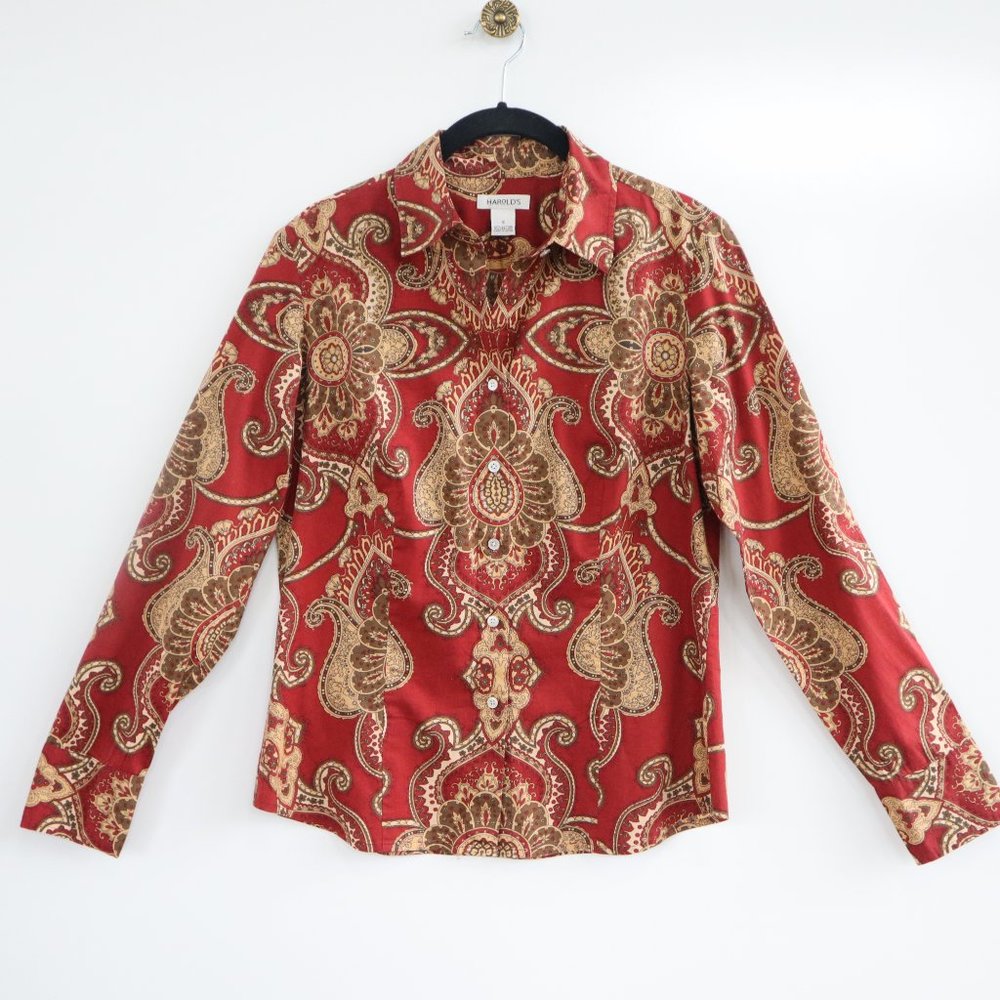 Harold's Red and Brown Paisley Blouse